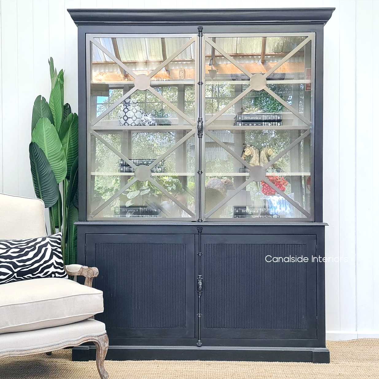 Pavilion Display Wall Unit Distressed CharcoalBlack  FRENCH  FURNITURE, HAMPTONS Style, PLANTATION Style, LIVING Room, LIVING Cupboards & Bookcases, STORAGE, STORAGE Bookshelves & Cupboards