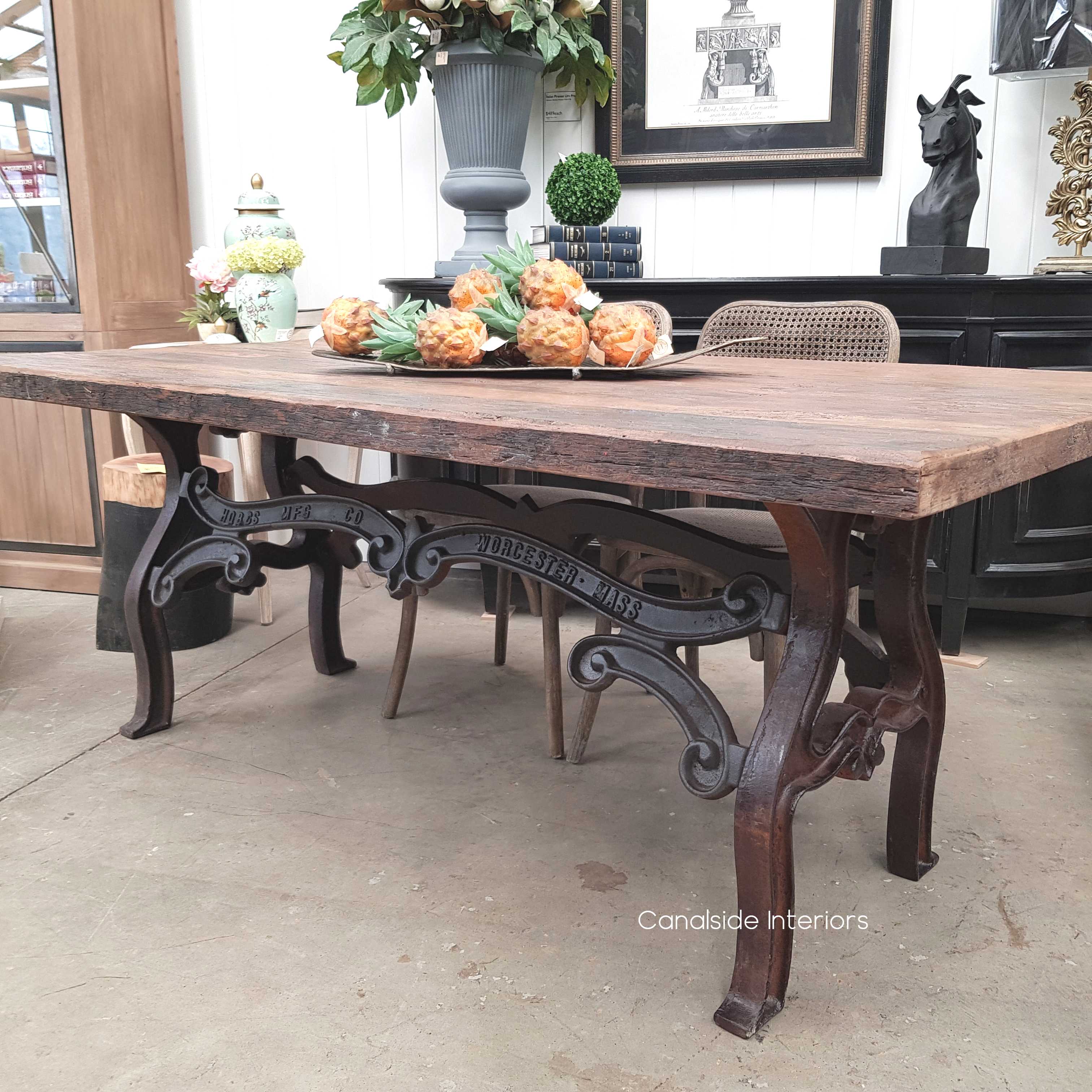 Hobbs Industrial Dining Table With Reclaimed Wood Top Canalside