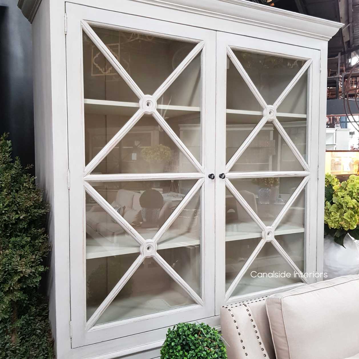 Bungalow Display Unit Distressed Stone  HAMPTONS Style, PLANTATION Style, LIVING Room, LIVING Cupboards & Bookcases, STORAGE, STORAGE Bookshelves & Cupboards