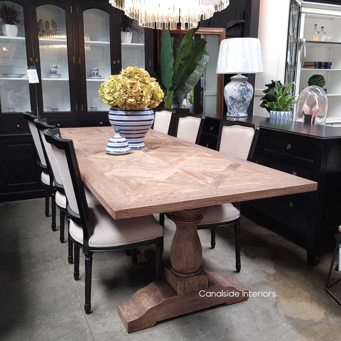 Boathouse Rustic Parquetry Dining Table Canalside Interiors