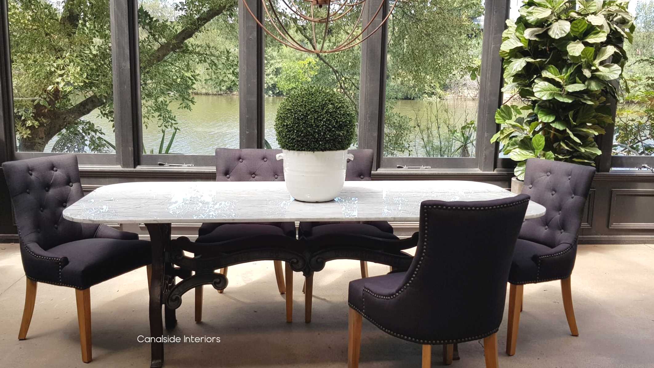 Hobbs Dining table with Carrara Marble Top - Canalside Interiors