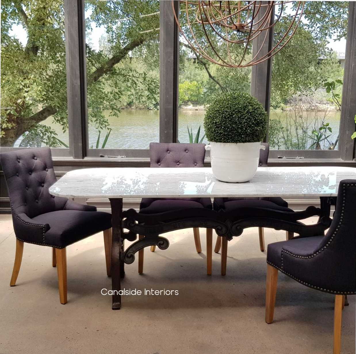 Hobbs Dining table with Carrara Marble Top - Canalside Interiors