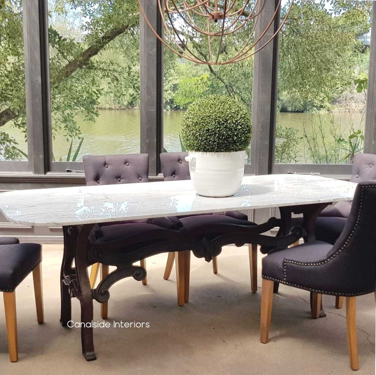 Hobbs Dining table with Carrara Marble Top - Canalside Interiors