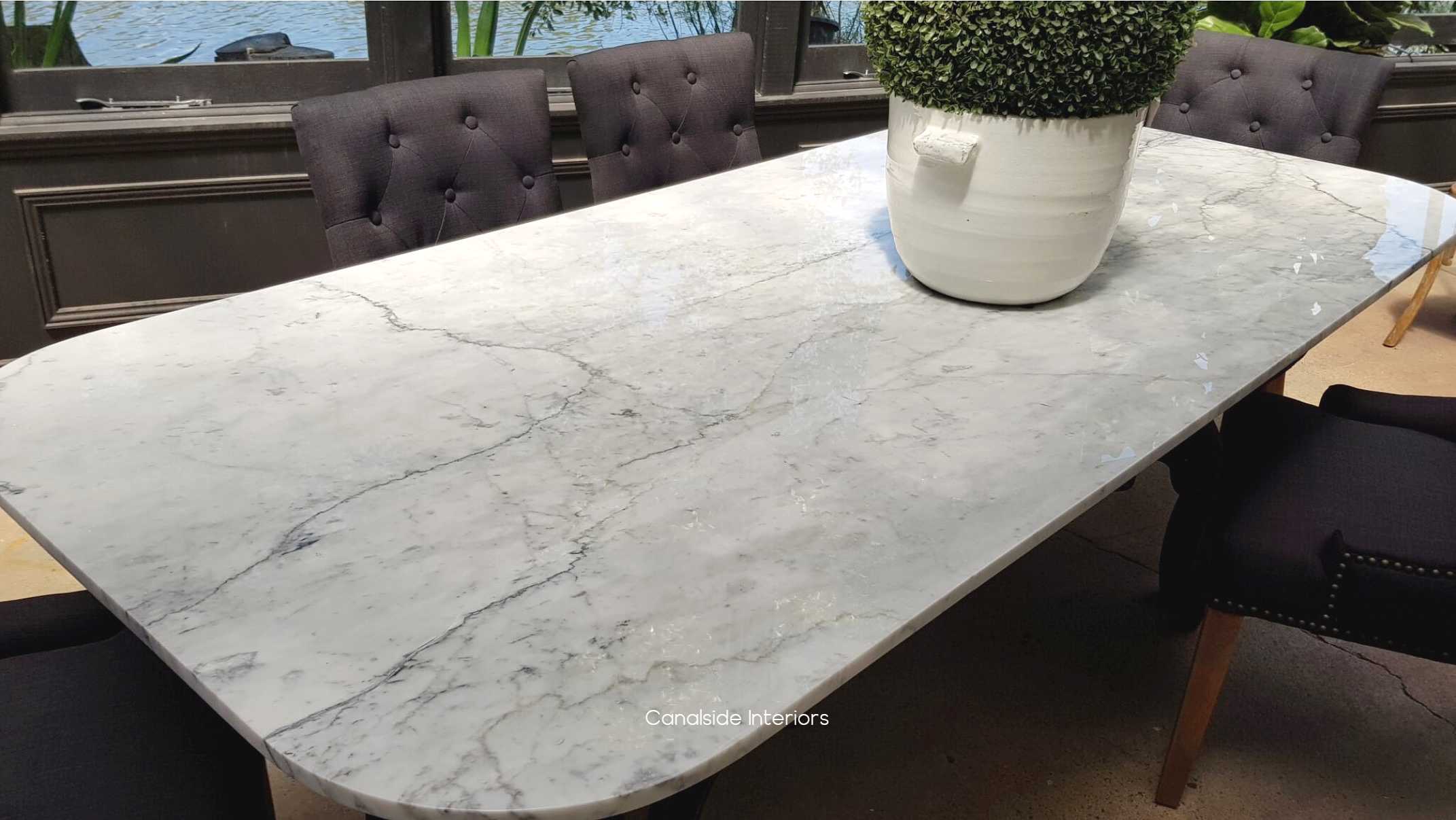 Hobbs Dining table with Carrara Marble Top - Canalside Interiors