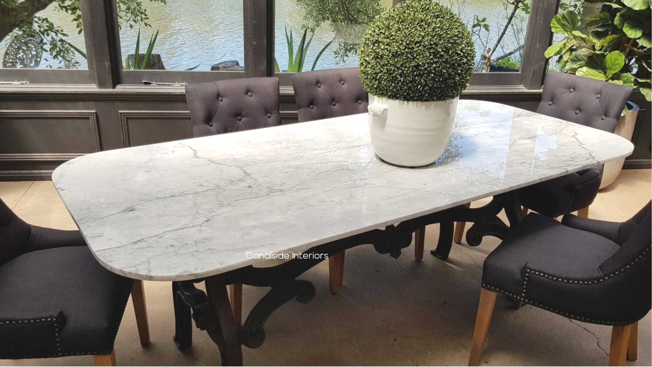 Hobbs Dining table with Carrara Marble Top - Canalside Interiors
