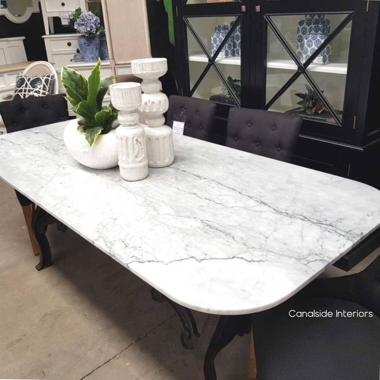 Hobbs Dining table with Carrara Marble Top - Canalside Interiors