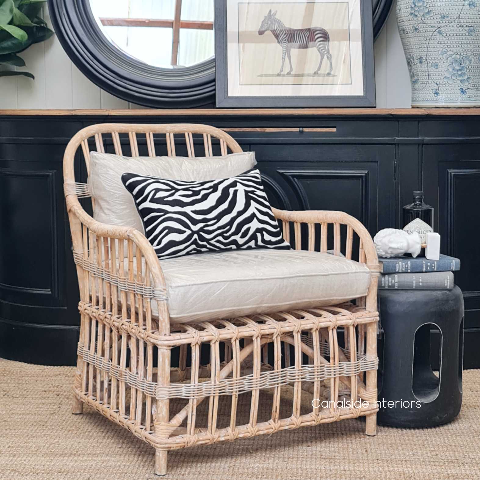 Panama Cane Armchair Natural Whitewash Island Elegance Canalside