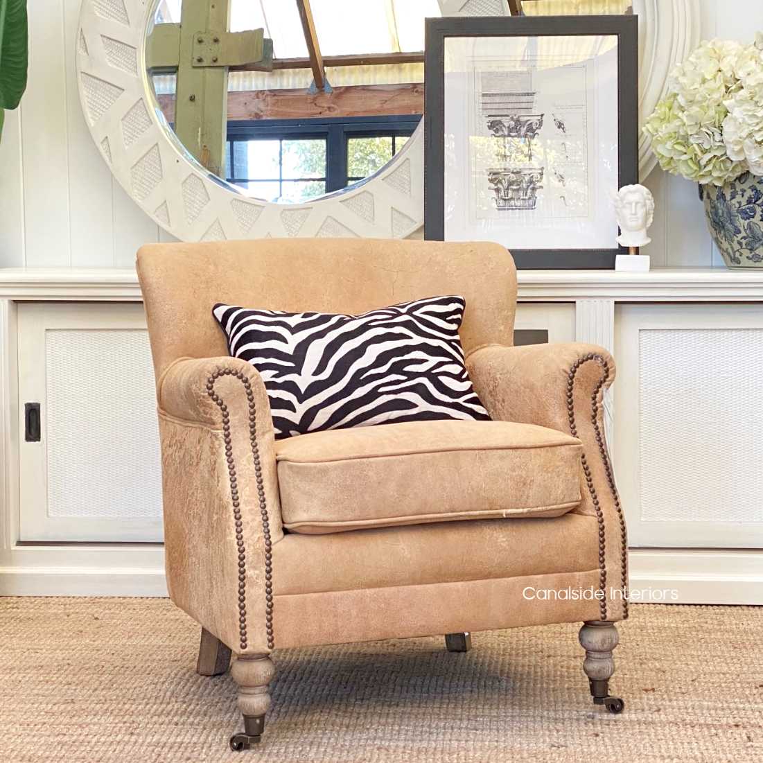 Doctus Aged Leather Armchair Vintage Tan - Canalside Interiors