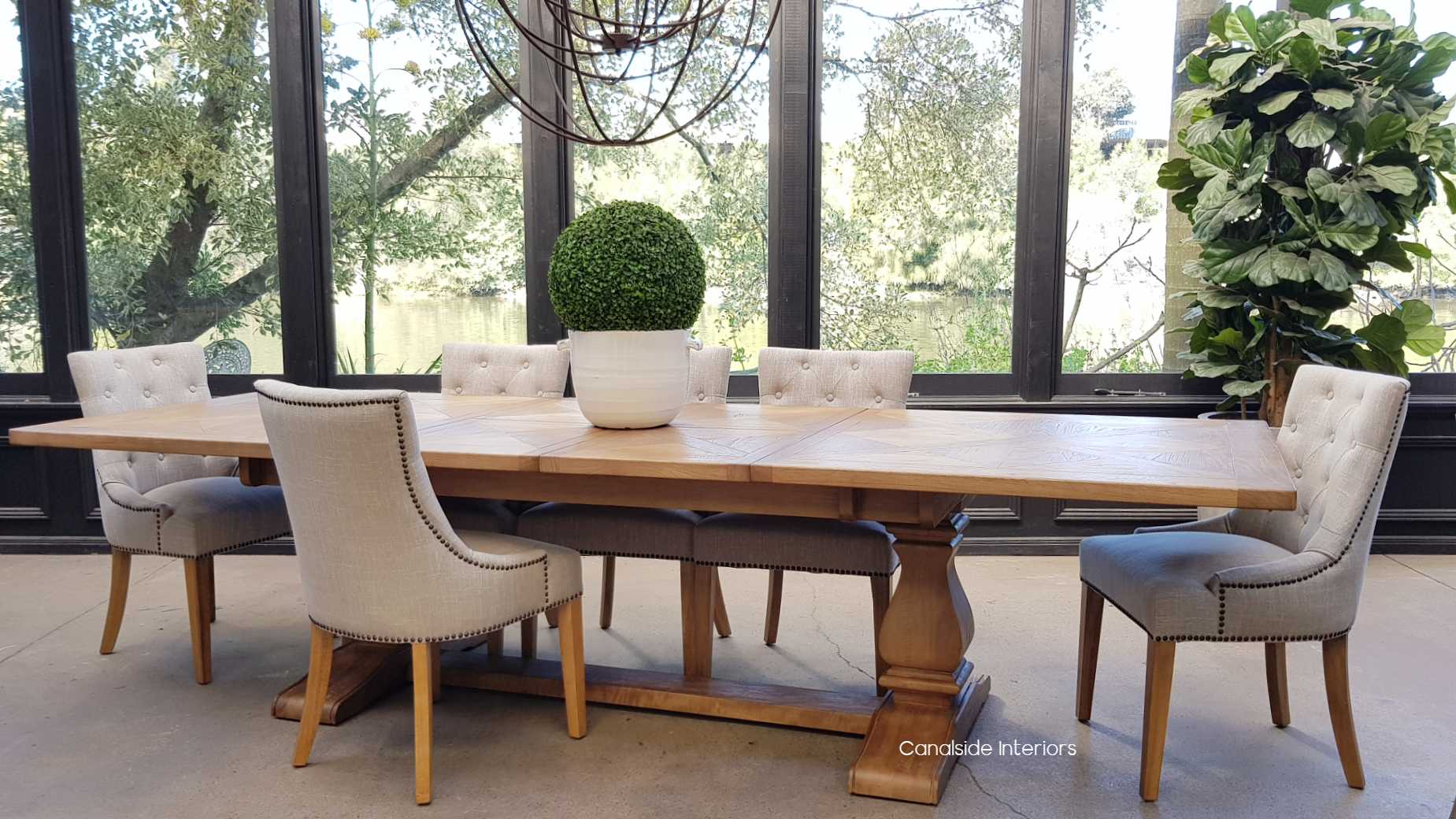 *Hampton Bay Parquetry Double Extension Dining Table View In Store