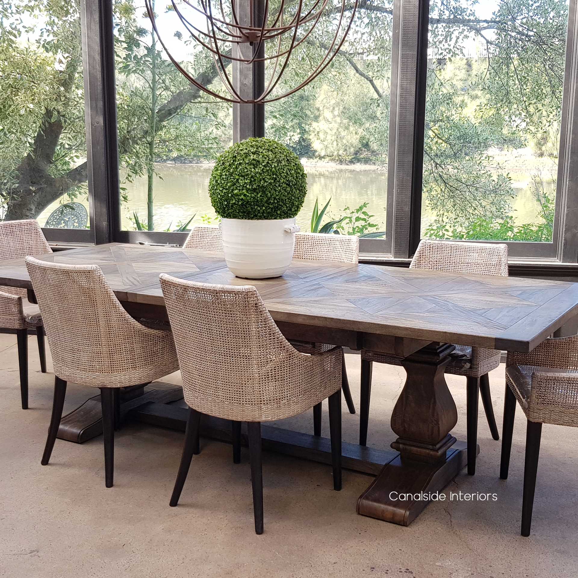 **Bridgehampton Parquetry Double Extension Dining Table IN STOCK