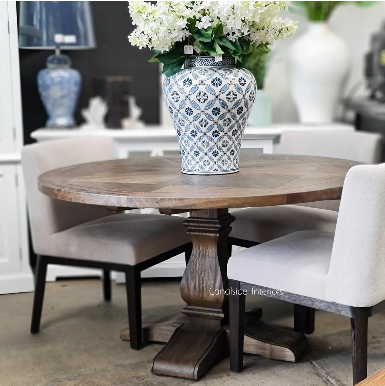 **Bridgehampton Parquetry Round Dining Table 140cm IN STOCK