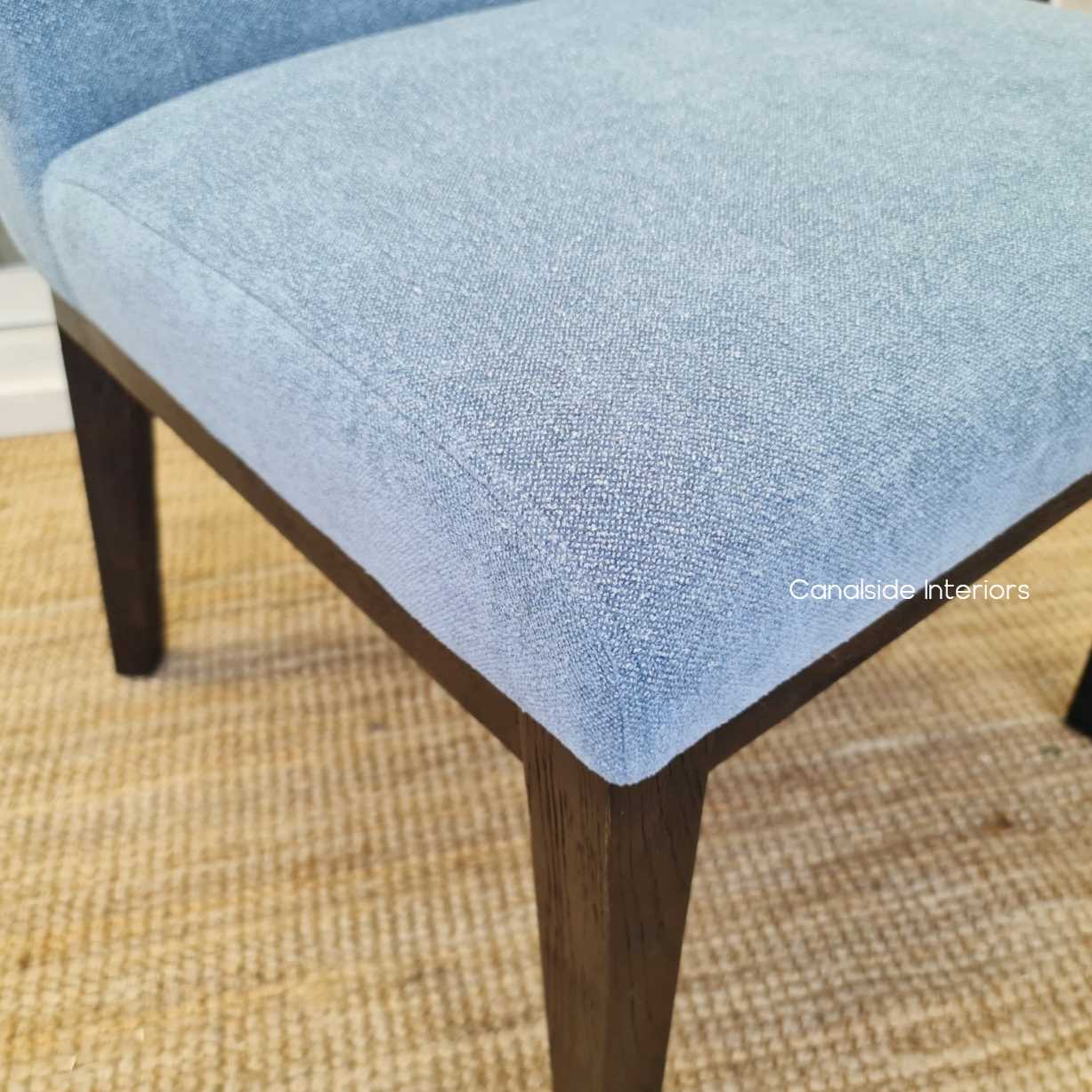Norris Dining Chair Hamptons Blue Chenille upholstery deep espresso brown legs base, CHAIRS, HAMPTONS Style, PLANTATION Style, CHAIRS Dining