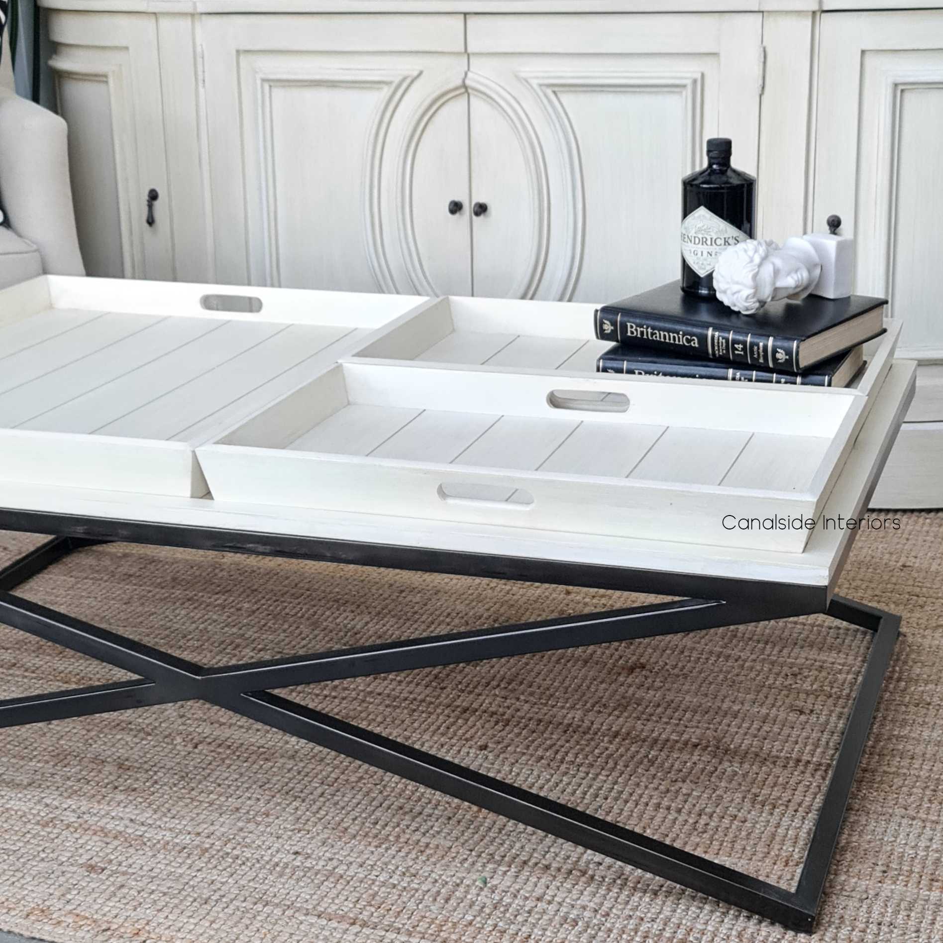 Baxter Rectangular Coffee Table with 3 Removable Butler Trays, Coffee Tables, Hamptons, Living Room, Lounge Room, Family Room, Criss Cross, Livingroom, Family Room, Lounge Room, loungeroom, familyroom, coffeetable