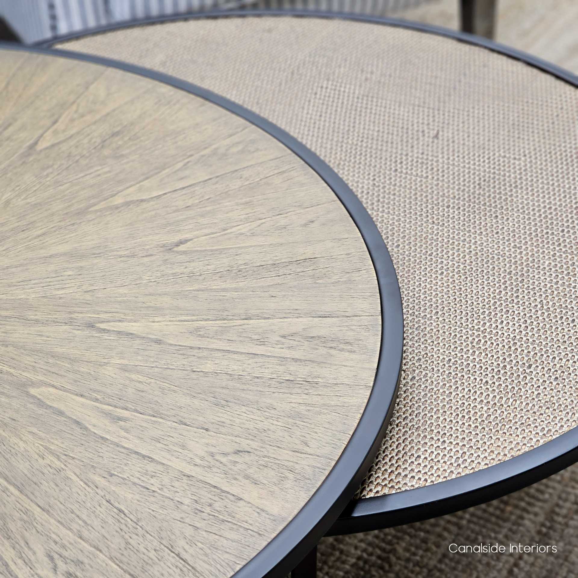 Knox Nesting Coffee Table Weathered Oak Rattan Canalside Interiors