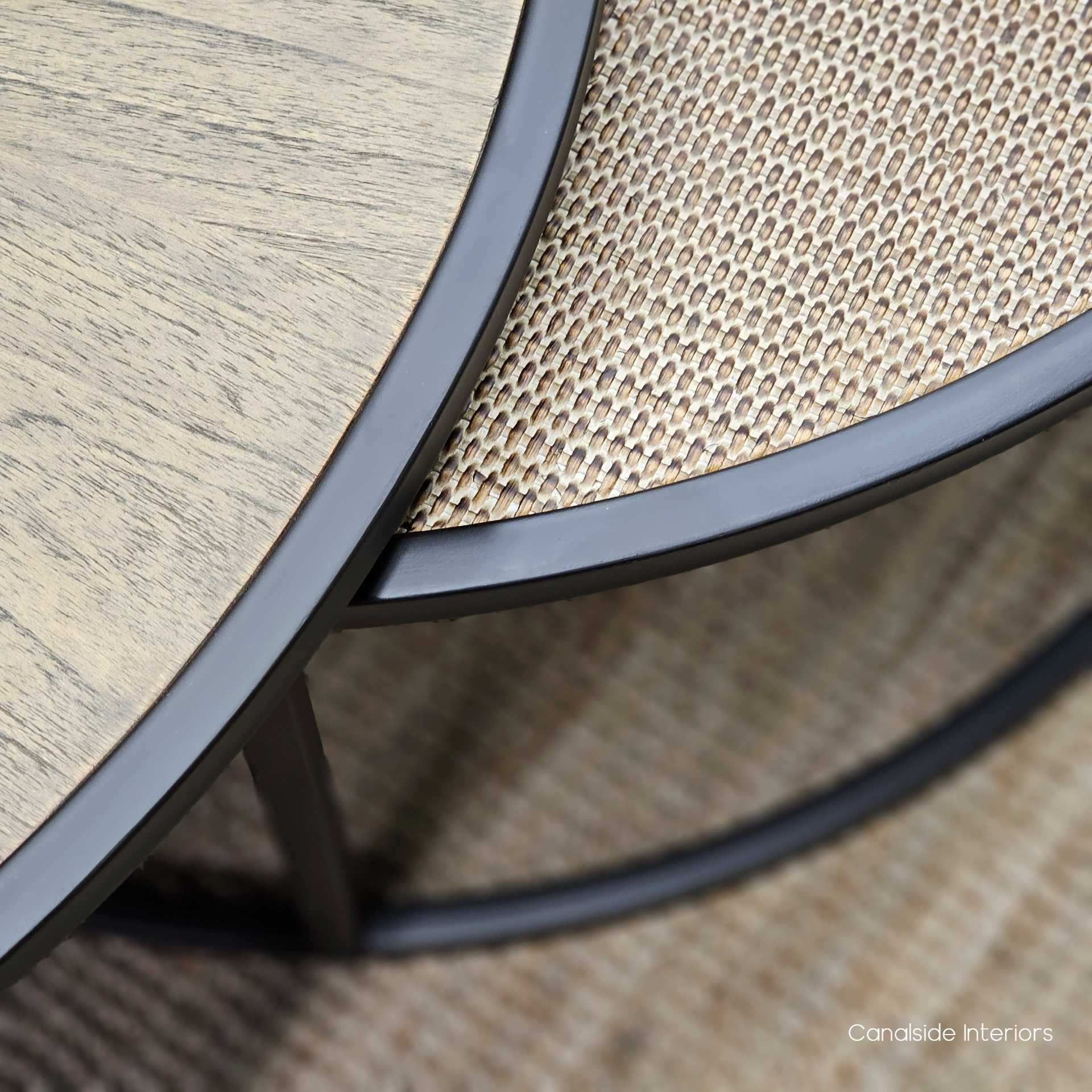 Knox Nesting Coffee Table Weathered Oak Rattan Canalside Interiors