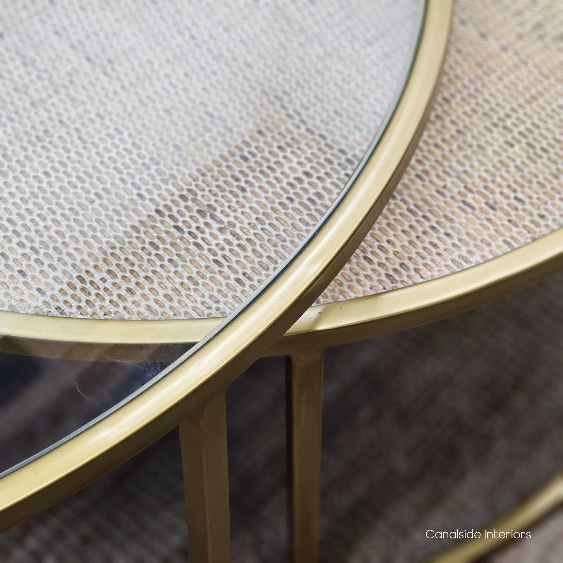 Knox Plantation Nesting Coffee Tables Gold & Glass Modern