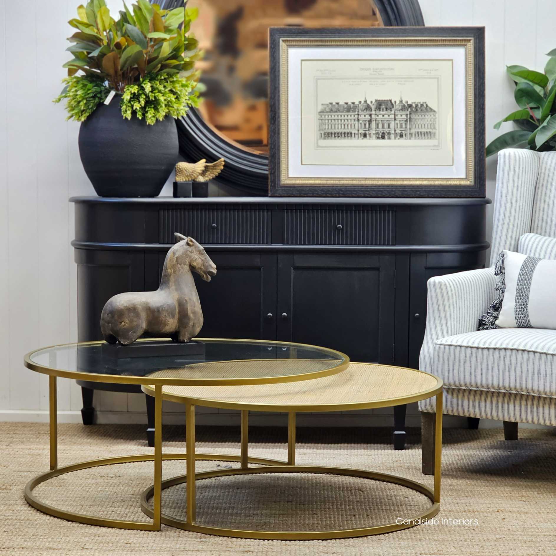 Knox Plantation Nesting Coffee Tables Gold & Glass Modern