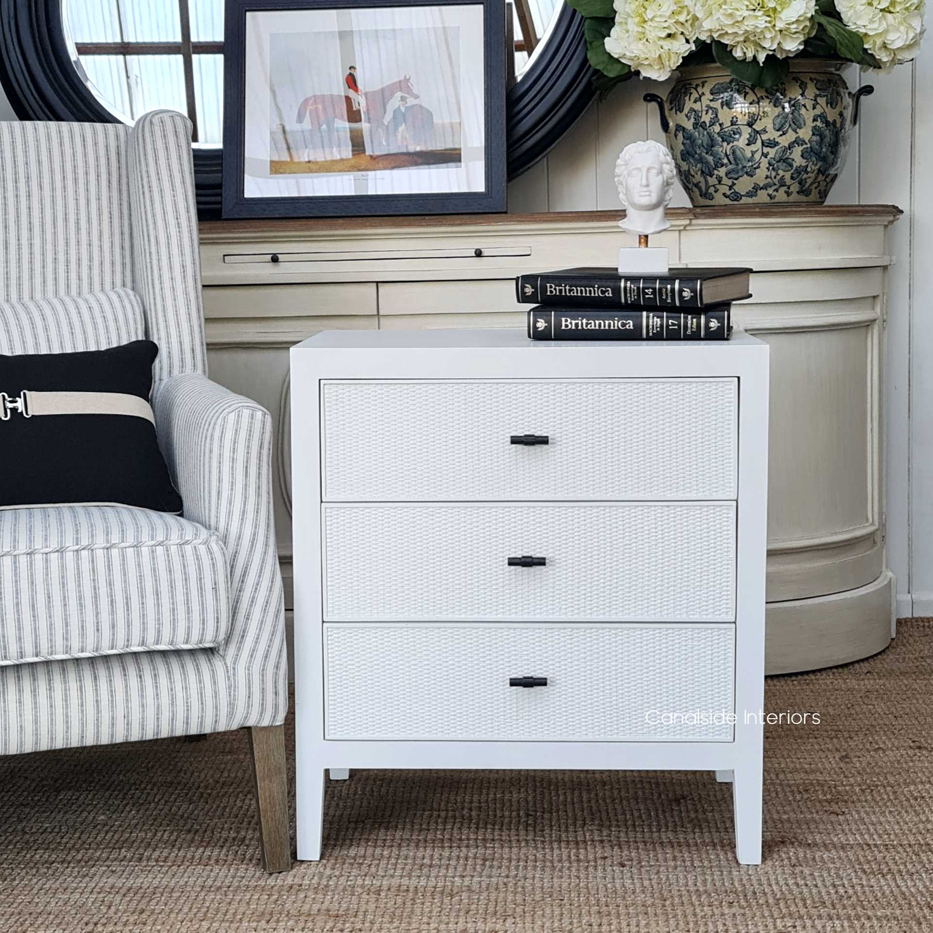 Bedroom decor inspiration with the Claremont Rattan Side Table