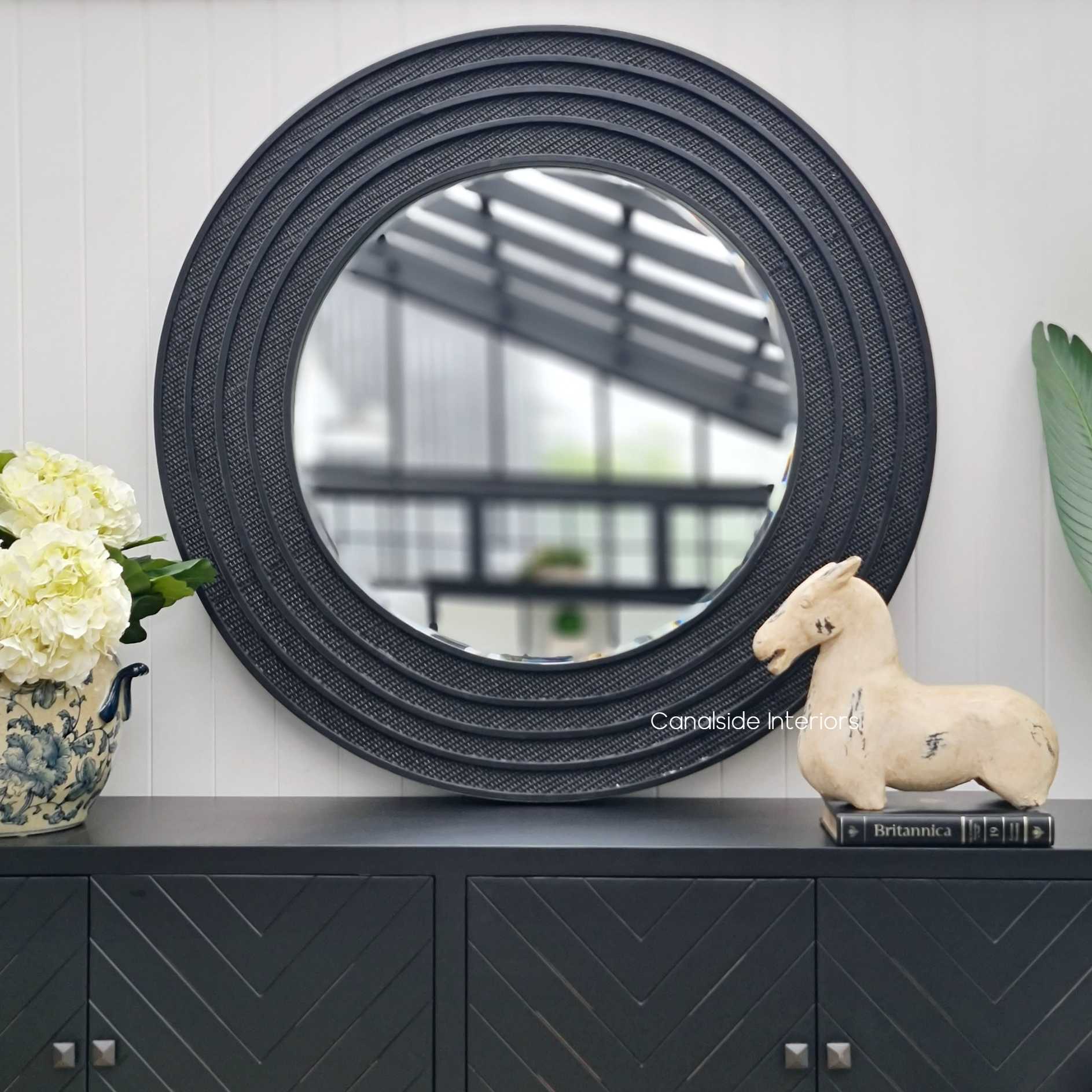 Collins Small Round Mirror in Black Jute