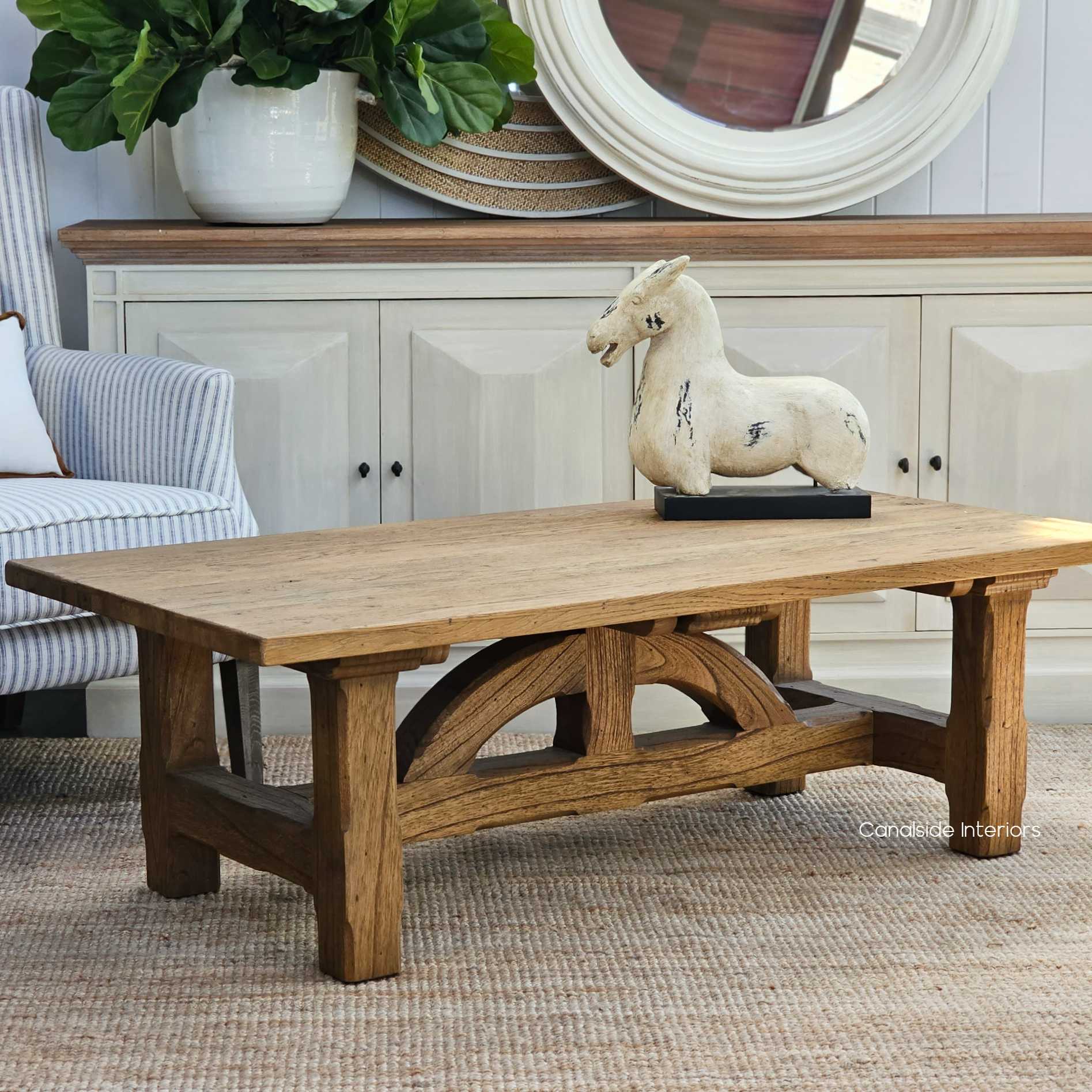 Artful composition featuring the Treadstone Oak Coffee Table as the center of attention in a sophisticated lounge room setting