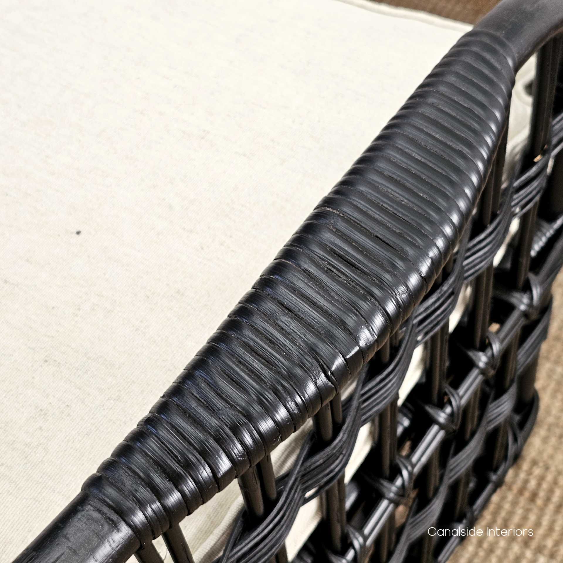 Panama Armchair, Distressed Finish and Cream Upholstery for a Weathered Look, Detail Shot