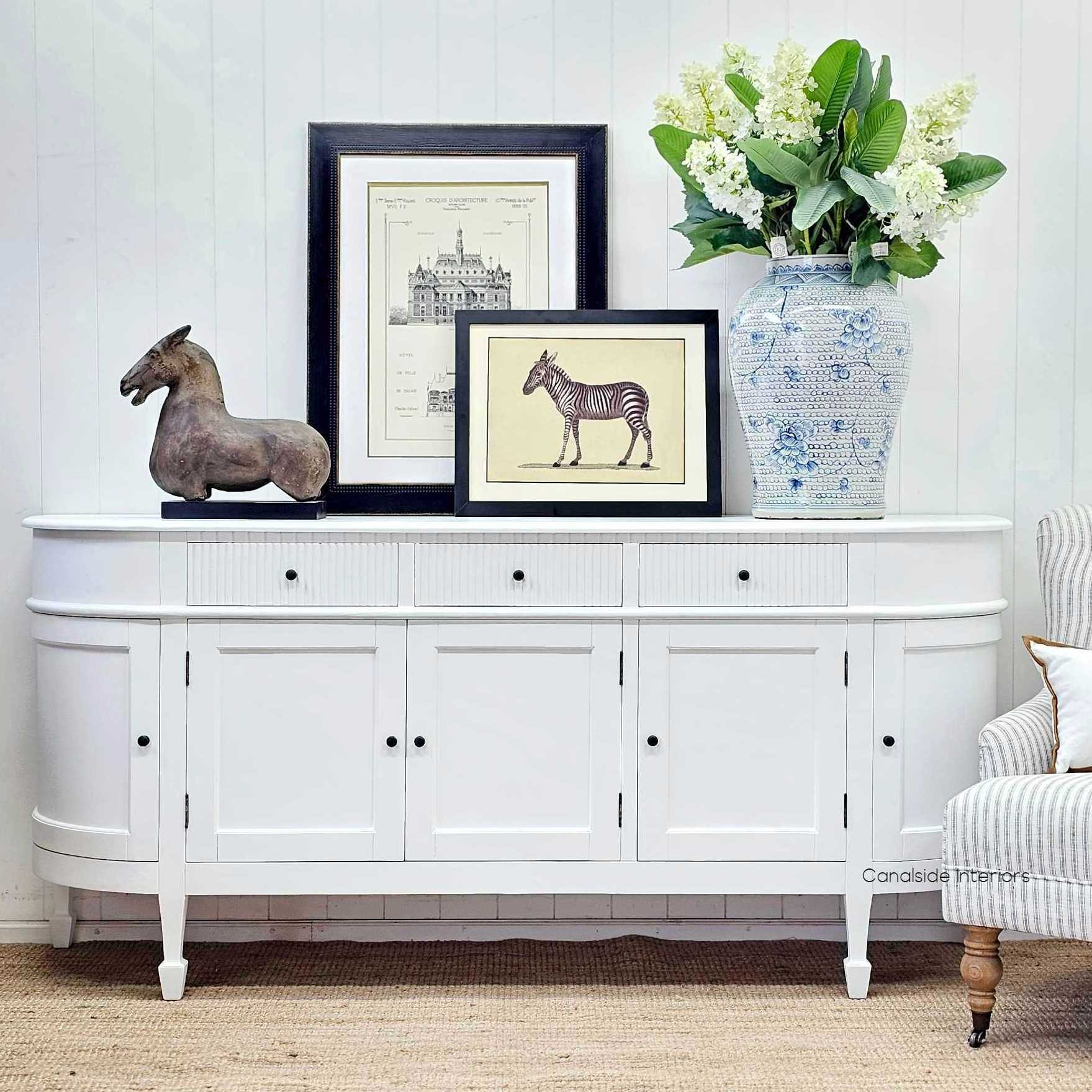 French Louis Buffet Grande Distressed White Modern Classic Canalside Interiors