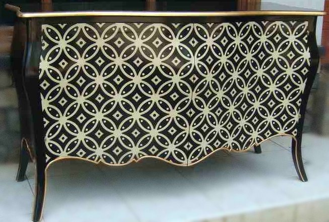 Buffet Regence Black with Cream Batik Pattern