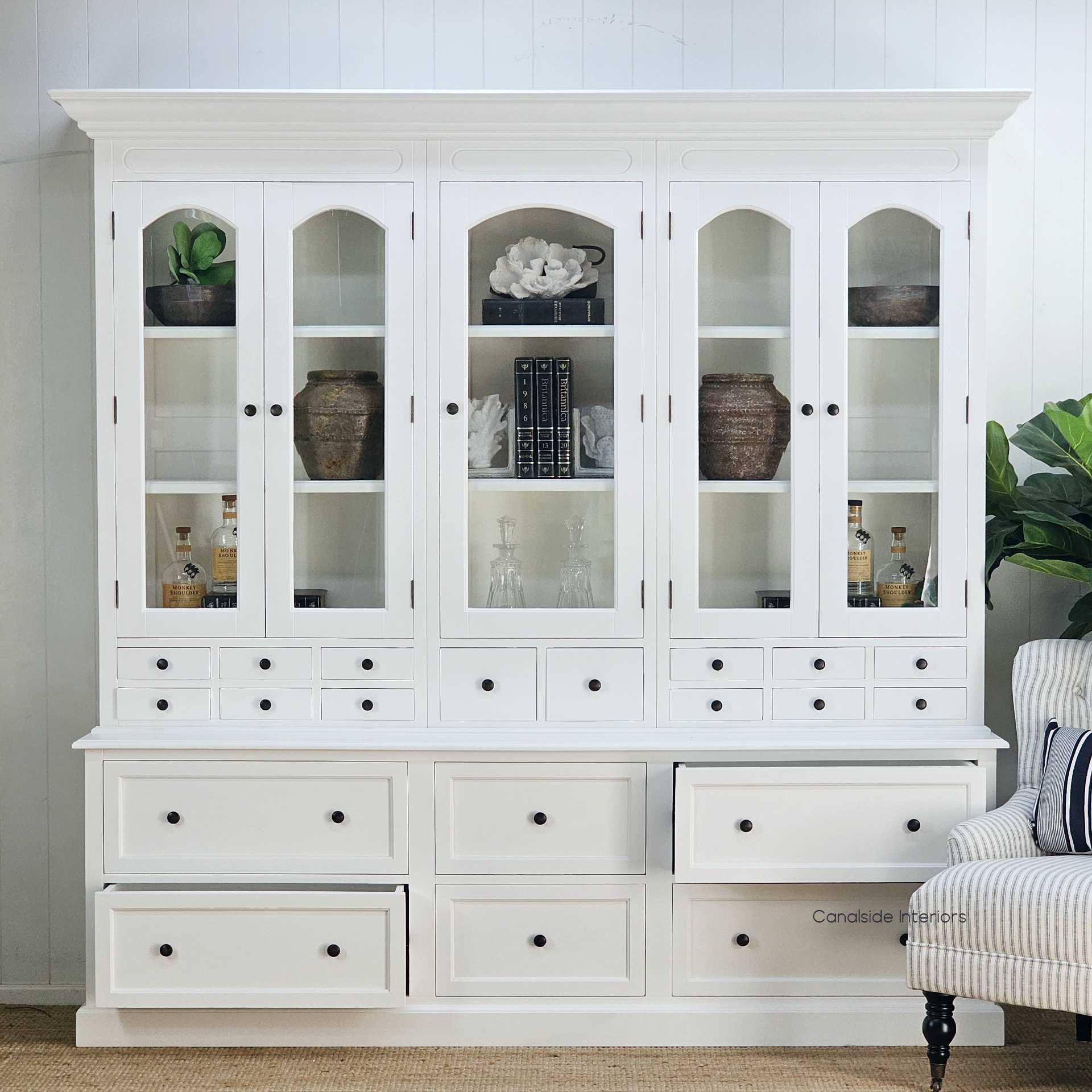 Drawers opened at staggered levels to demonstrate functionality and ease of use.