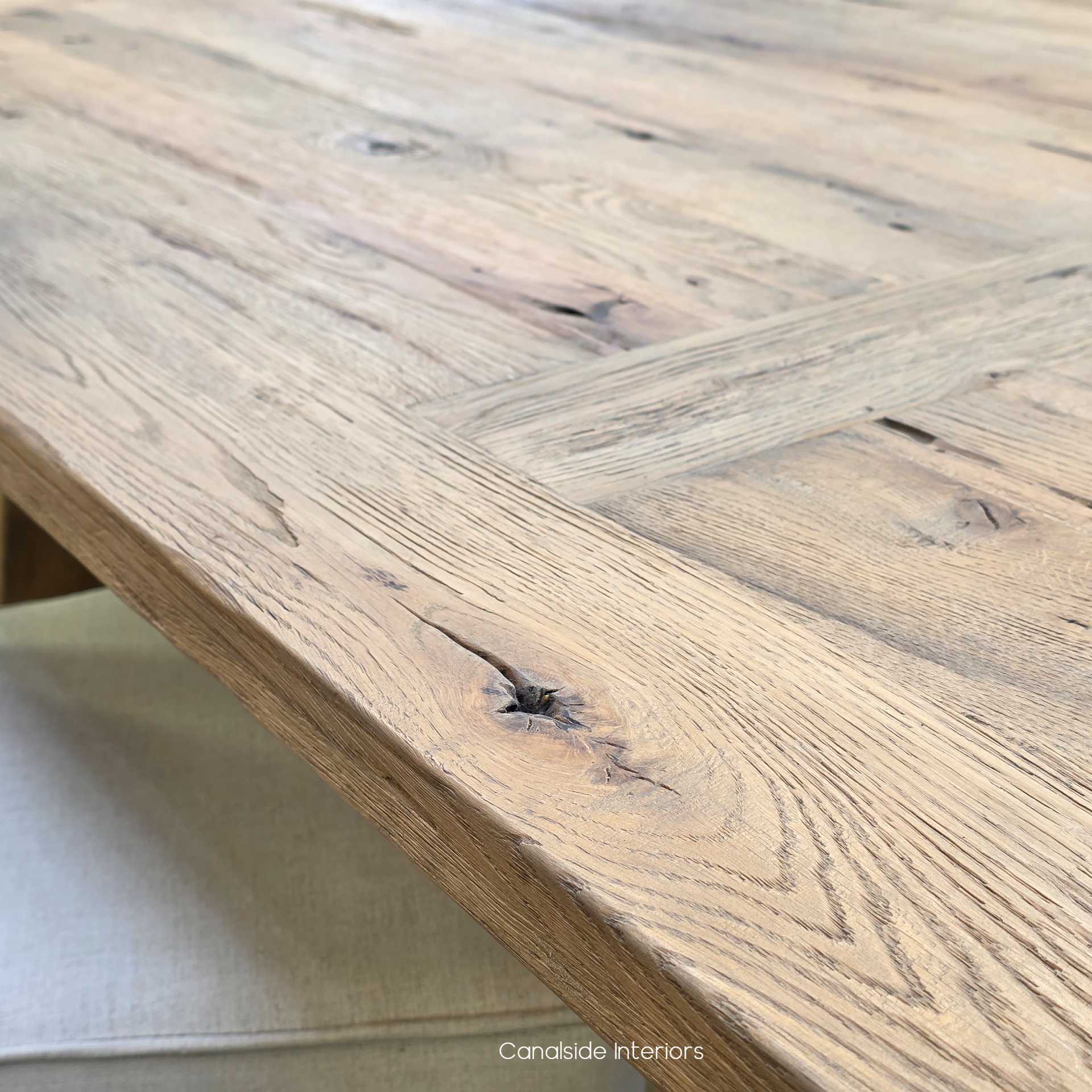 Diagonal view highlighting the solid presence and warm, earthy tones of the timber.