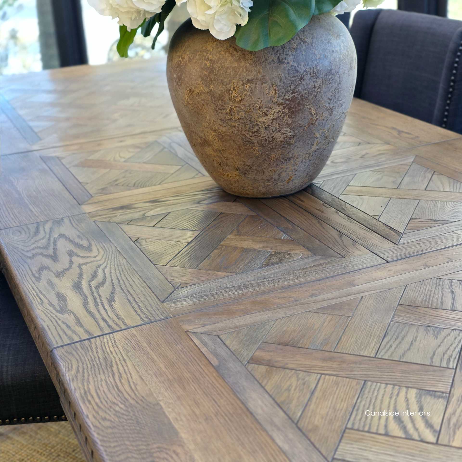 Berenson Oak Parquetry Double Extension Dining Table - Cigar - Pre-Order Sep/Oct - SALE $4885