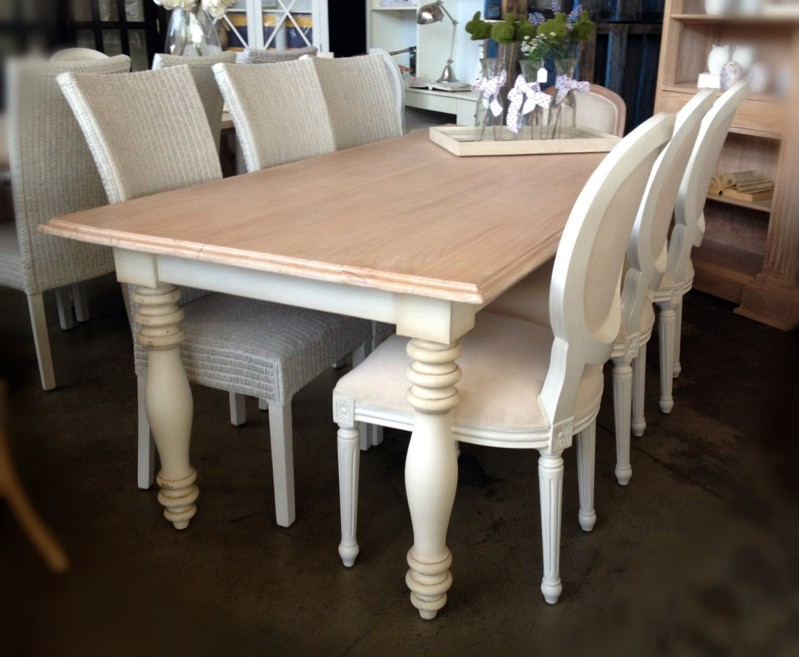 Riverina Dining Table White with Limewash Top Canalside Interiors