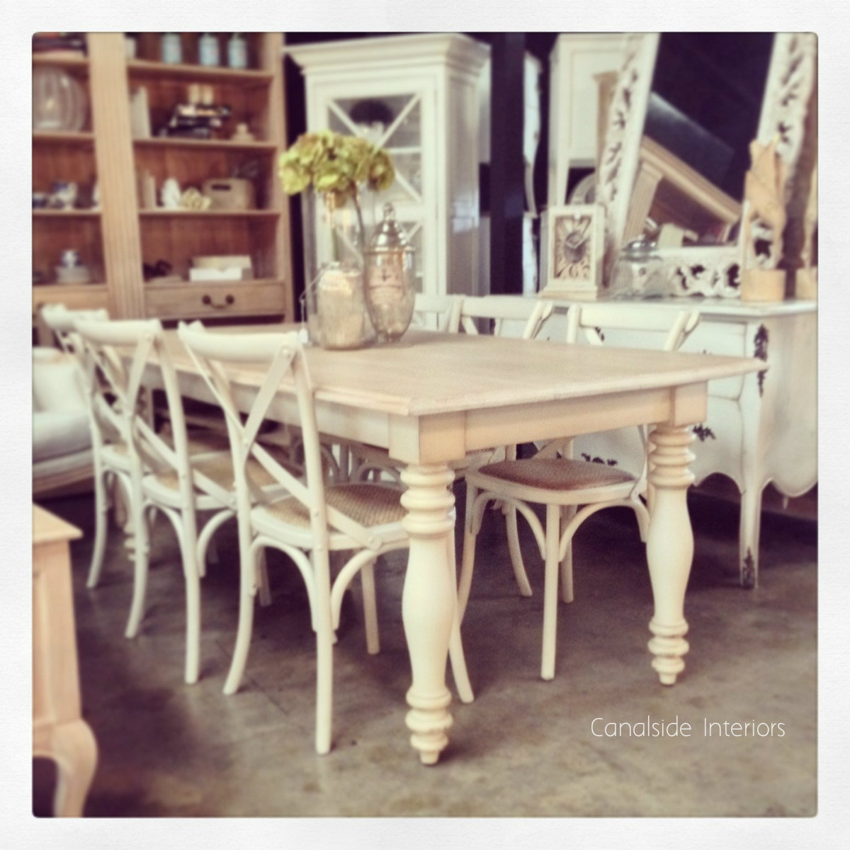 Riverina Dining Table White with Limewash Top Canalside Interiors