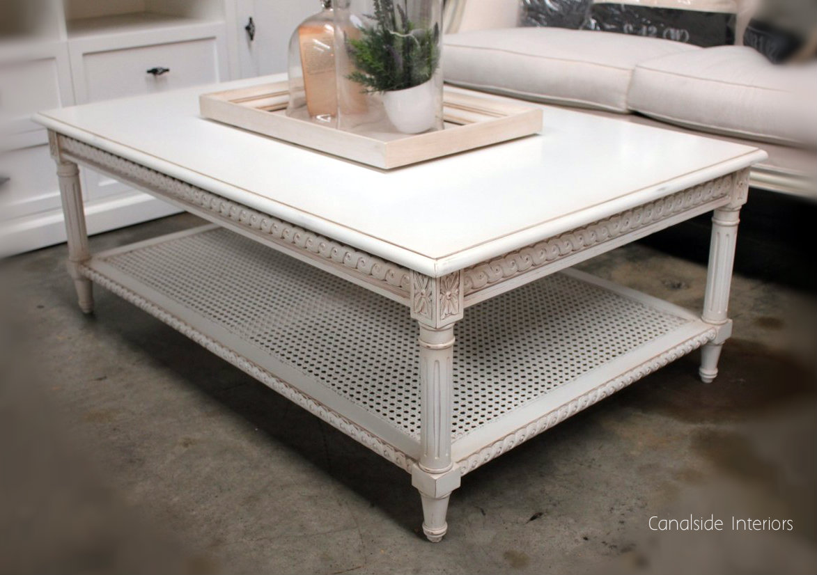 Hamptons Rattan Coffee Table Distressed White Sold Out More