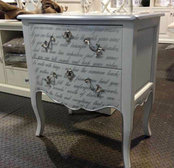 Lxv Fontenvoy French Bedside White With Silver Rhymes Sold Out