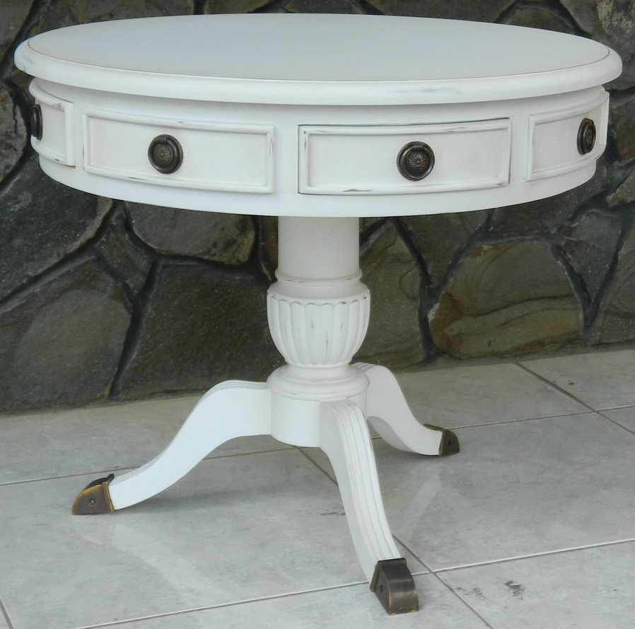 Cobble Hill Round Lamp Side Table White Canalside Interiors