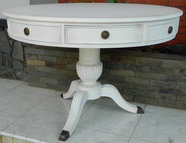 Cobble Hill Round Dining Table Distressed White