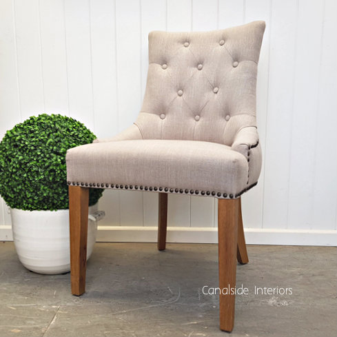 Bennet Button Back Upholstered Dining Chair Cream  FRENCH  FURNITURE, CHAIRS, HAMPTONS Style, PLANTATION Style, CHAIRS Dining, CHAIRS Lounge, LIVING Room, LIVING Chairs