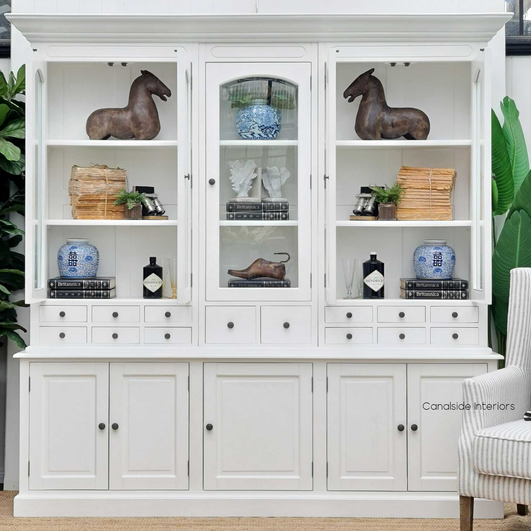 Key Largo 5 Door Display Unit Distressed White Canalside Interiors