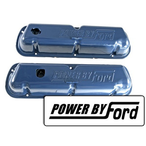Powered By Ford Reproduction Dark Blue Valve Covers, V8 289/302/351W Powered By Ford Reproduction Dark Blue Valve Covers, V8 289/302/351W