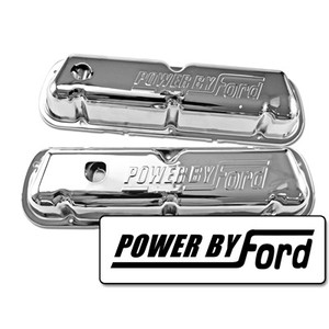 Powered By Ford Reproduction Chrome Valve Covers, V8 289/302/351W Powered By Ford Reproduction Chrome Valve Covers, V8 289/302/351W