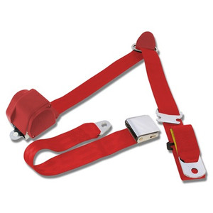 1964-1973 Mustang Retractable 3 Point Seat Belt, Bright Red 1964-1973 Mustang Retractable 3 Point Seat Belt, Bright Red
