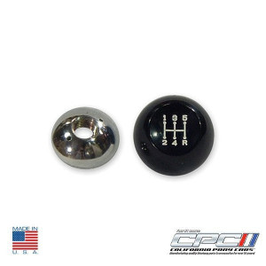 1964-1966 Mustang 5 Speed Shift Knob, Black W/white Numbers, 5 Speed Pattern W/chrome Base - CPC