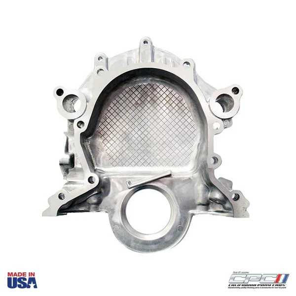 1965-1966 Mustang Timing Chain Cover With Cast In Timing Pointer, 289/302/351w Engines, Incl Dip Stick Hole Plug - CPC