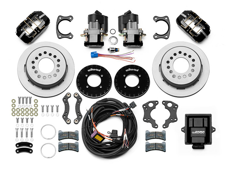 1965-1973 Mustang Forged Dynapro Low-Profile Rear Electronic Parking Brake Kit4 Piston 11" Rotor 2.50 Offset