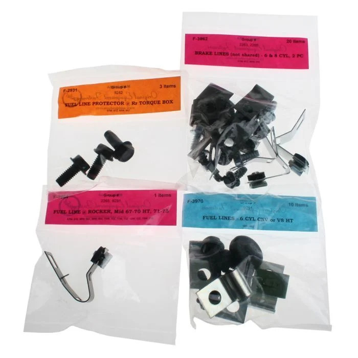 1968 Mustang Coupe & Fastback Brake & Fuel Line Fastener Kit for V8