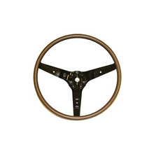 Forever Sharp 14" Mahogany Wood Steering Wheel Complete Billet Kit For Ford Mustang, Galaxie, Thunderbird - Includes Horn Button & Hub Adapter