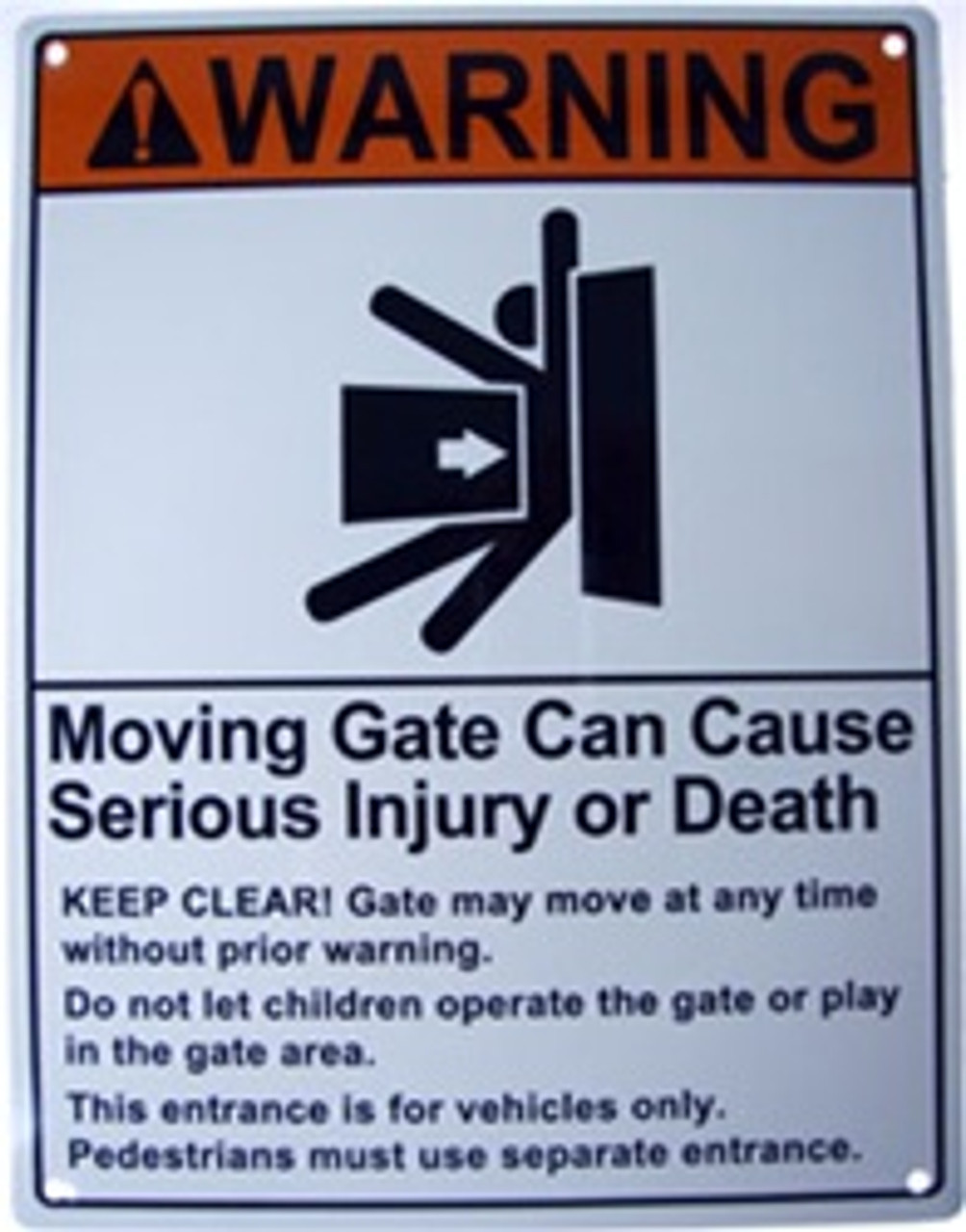 Warning Moving Gate Can Cause Injury Or Death 8.5 X 11 Plastic Sign 