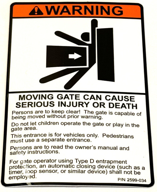 131 2599-034 Label Gate Operator