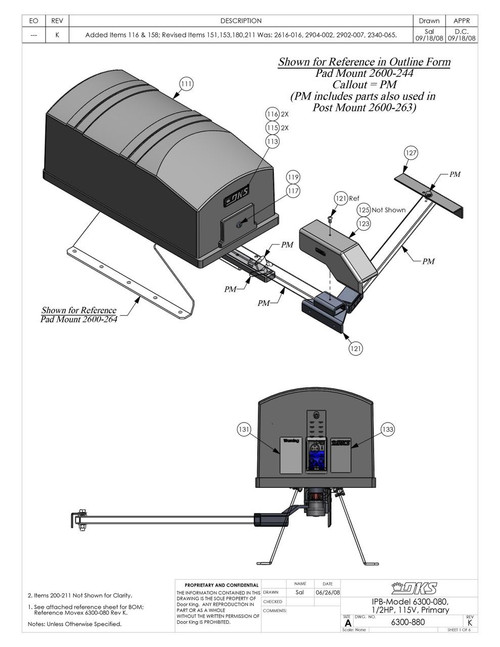Doorking 00-6300-080 Parts Breakdown For reference only