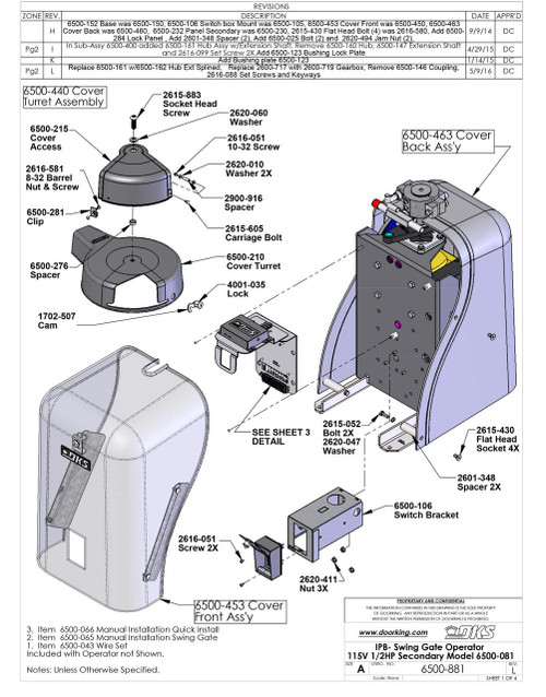 Doorking 00-6500-081 Parts Breakdown For reference only